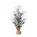The Holiday Aisle® 21"H Lighted Mardi Gras Fleur-De-Lis & Berry Table Tree Plastic/Metal in Green/Indigo/Yellow | 21 H x 3.5 W x 3.5 D in | Wayfair