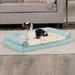 FurHaven Plush Faux Fur & Diamond Print Nest-Top Sofa Pet Bed Metal in Blue | 6.5 H x 30 W x 20 D in | Wayfair 77536319