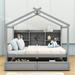 Gracie Oaks Casundra Full 2 Drawers Wood House Bed w/ Shelves Wood in Gray | 70 H x 64 W x 79 D in | Wayfair F19A268AF0844657BE35F5272CA47151