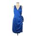 Gap Casual Dress - Wrap V-Neck Sleeveless: Blue Solid Dresses - Women's Size Medium