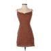 Sun-deh Casual Dress - Party Cowl Neck Sleeveless: Brown Print Dresses - Women's Size Small