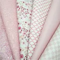 Pelle glitterata rosa con cuori fiori plaid stampato in pelle sintetica sirena Glitter vinile fogli