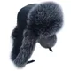 MTTZSYLHH Men's Pilot Hat Fox Fur Russian Winter Hat Warm Upscale Ears Bombshell Artificial Leather