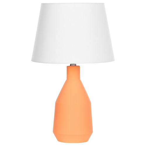Tischlampe Orange Keramiksockel Leinenschirm 53 cm Textiltrommel Weiß Nachttisch Wohnzimmer Schlafzimmer Beleuchtung Traditionell