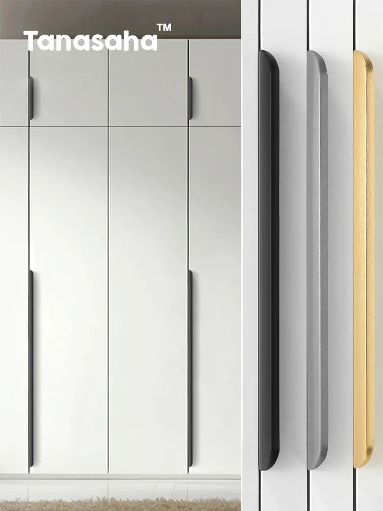 Gold Schwarz Versteckte Griffe Unsichtbarer Türgriff Aluminiumlegierung Lange Küchenschrankgriffe Kleiderschrank Türknauf und Griffbeschläge Image