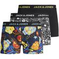 Boxershorts JACK & JONES JUNIOR Gr. 128, 3 St., bunt (bunt, grau, gemustert, schwarz) Baby Unterhosen Boxershort Boxershorts