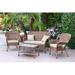 4 Piece Windsor Honey Wicker Conversation Set Tan Cushion