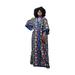 Handmade In Ghana Plus Size African Ankara Print Casual Long Kimono Coat Half Sleeve 2 Deep Pockets Loose Long Tops for Women (Dashiki Kimono)