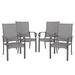 Nuu Garden Set of 4 Patio Chairs Dining Chairs with Armrests Powder-coated Iron Frame Outdoor Patio Bistro or Dining Chair Grey