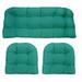 RSH DÃ©cor Indoor Outdoor 3 Piece Tufted Wicker Settee Cushions 1 Loveseat & 2 U-Shape Weather Resistant ~ Choose Color (Cancun Blue Green 2-21 x21 1-44 x22 )