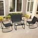 Dextrus 4-Piece Outdoor Patio Bistro Furniture Set Rocking Chair Set - 2 Rocking Chairs a Loveseat Sofa chair with Glass Coffee Table - Black