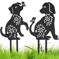 Summerkimy 2Pcs Cat Garden Stakes Metal Garden Animal Statues Decorative Black Dog Silhouette Lawn Stakes Creative Cat Yard Art Decor Heavy-Duty Animal Garden Stakes for Outdoor Garden Yard