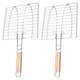 HEMOTON 2pcs Grill Basket Fish Grilling Basket Barbecue Grilling Accessory Grilling Meat Clip