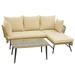 Gymax 3PCS Patio Wicker Furniture Set L-Shaped Sofa Conversation Set w/ Beige Cushions