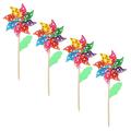 Children Windmill Toy 4Pcs Children Toy Windmill Outdoor Rotated Windmill with Wood Pole Garden Decor