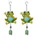 Iron Glass Wind Chime 2pcs Bedroom Wind Chime Designed Wind Bell Garden Hanging Ornament(Green)