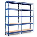 Costway 2PCS 5-Tier Metal Storage Shelves 60 Adjustable Shelves Blue