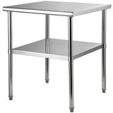 VEVOR Stainless Steel Kitchen Work Table 30x30x36 Commercial Kitchen Work Table 800lbs Load Capacity Heavy Duty Metal Worktable with Adjustable Undershelf & Feet