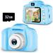 Upgrade Kids Selfie Camera Christmas Birthday Gifts for Boys Age 3-9 HD Digital Video Cameras for Toddler Portable Toy for 3 4 5 6 7 8 Year Old Boy with 32GB SD Card-Blue