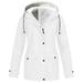 snowsong Jackets for Women Rain Jacket Women Women Solid Plush Thickening Jacket Outdoor Plus Size Hooded Raincoat Windproof Winter Jackets for Women Coats for Women White S