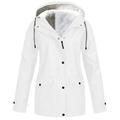 snowsong Jackets for Women Rain Jacket Women Women Solid Plush Thickening Jacket Outdoor Plus Size Hooded Raincoat Windproof Winter Jackets for Women Coats for Women White L