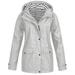 snowsong Coats for Women Winter Coat Plus Jacket Outdoor Windproof Hooded Solid Women Coat Rain Raincoat Women s Coat Rain Jacket Women Jackets for Women Trench Coat Women Grey S