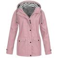 snowsong Jackets for Women Rain Jacket Women Women Raincoat Solid Color Hooded Jacket Windproof Outdoor Coat Plus Women s Coat Winter Jackets for Women Coats for Women Pink XL