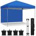 DWVO 10x10 FT Pop Up Canopy Tent Anti-UV Waterproof Outdoor Canopy Instant Party Wedding Backyard Canopy Tent Shade Shelter for Beach Party Commercial Booth Gazebo Blue