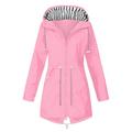 snowsong Coats For Women Winter Coats For Women Outdoor Hooded Jackets Solid Womenâ€™S Rain Raincoat Windproof Jacket Women s Coat Fall Jacket For Woman Pink 3XL