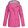 snowsong Jackets for Women Rain Jacket Women Plus Outdoor Hooded Raincoat Solid Size Rain Jacket Windproof Women Women s Coat Winter Jackets for Women Coats for Women Hot pink 5XL