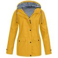 snowsong Jackets for Women Rain Jacket Women Women Raincoat Solid Color Hooded Jacket Windproof Outdoor Coat Plus Women s Coat Winter Jackets for Women Coats for Women Yellow M