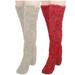 Penkiiy Over Knee High Fuzzy Socks Plush Slipper Stockings Furry Long Leg Warmers Winter Home Sleeping Socks Leg Warmers for Women Red