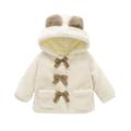 Toddler Girls Thick Woolen Coat Winter Cute Plus Fluffy Hooded Coat Bear Ears Bow Jacket Outwear
