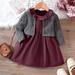 LYCAQL Girls Clothes Outfit Toddler Children Girls Autumn Long Sleeve Button Coat Solid Dresses Outfits Sweat Outfits for Kids (Red 9-12 Months)