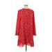 Banana Republic Factory Store Casual Dress - Shift Crew Neck Long sleeves: Red Dresses - Women's Size Medium Tall