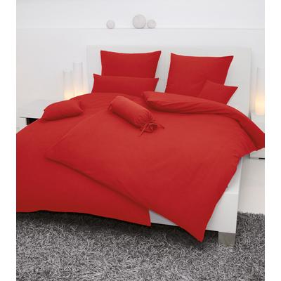 Kissenbezug JANINE "PIANO 0125", rot (hellrot), B:80cm L:80cm, Mako-Soft-Seersucker, Seersucker, Kissenbezüge, mit Reißverschluss, Soft-Seersucker, passend zur Bettwäsche Image