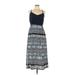 J.Crew Factory Store Casual Dress - Midi V-Neck Sleeveless: Blue Dresses - Women's Size 12 Petite