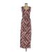 Calvin Klein Casual Dress Scoop Neck Sleeveless: Burgundy Print Dresses - Women's Size 8