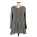 Comme Toi Casual Dress - A-Line V Neck Long sleeves: Black Dresses - Women's Size Large