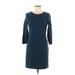 Old Navy Casual Dress - Sheath Crew Neck 3/4 sleeves: Blue Solid Dresses - Women's Size Medium