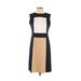 Calvin Klein Casual Dress - A-Line High Neck Sleeveless: Blue Color Block Dresses - Women's Size 2