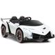 COSTWAY 12V Electric Ride on Car, 2-Seater Licensed Lamborghini Racing Cars with Remote Control, Swing Mode, LED Lights, Horn, USB/MP3/TF, 4 Suspension Wheels Vehicle for Kids (White)