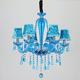 Modern Chandelier Elegant Hanging Lights Crystal Glass Pendat-Lighting Ceiling Light Fixtures Candle Candelabras Shape Pendant Ceiling Lighting 6 Heads with Lampshade,blue 2