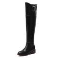 VACSAX Women's Over The Knee Boot Fashion Stretch Thigh High Boots Flat Heel Side Zip Tall Long Boots,Black,13 UK