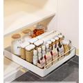 Pull Out Cabinet Drawer Shelf Organizer, Slide Out Drawer Storage Shelves for Kitchen Cupboard, Roll-Out Extendable Sliding Drawer,No Need Drill and Nailing White (30 CM W x 43 CM D x 7CM H)