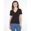 T-Shirt TOMMY HILFIGER Gr. M (38), schwarz (black) Damen Shirts V-Shirts