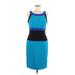 Calvin Klein Casual Dress - Sheath Scoop Neck Sleeveless: Blue Color Block Dresses - Women's Size 6