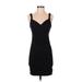 Bebe Casual Dress - Mini Plunge Sleeveless: Black Print Dresses - Women's Size 0