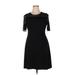 Kensie Cocktail Dress - A-Line Crew Neck 3/4 sleeves: Black Print Dresses - Women's Size 14