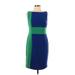 Adrianna Papell Casual Dress - Sheath Crew Neck Sleeveless: Blue Solid Dresses - Women's Size 10